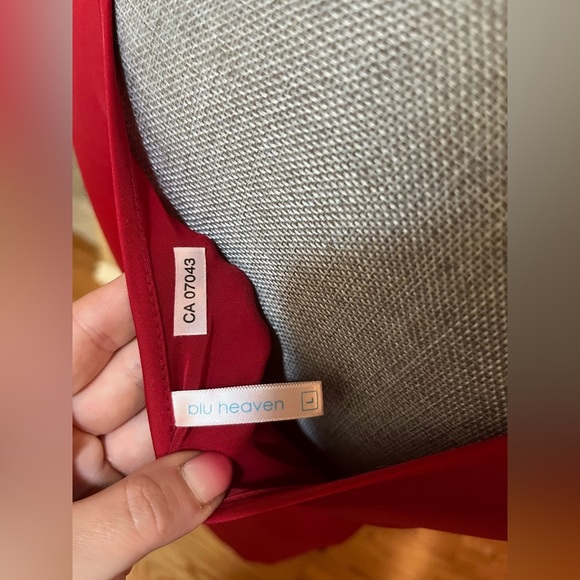 Red V Neck Dress - Picture 4 of 10